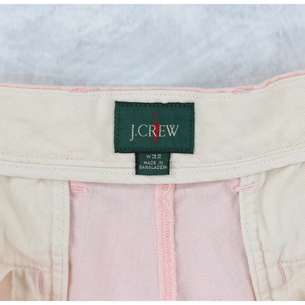 J. Crew Oarsman Pleated Linen Shorts Mens 32 Pink Single Pleat Summer 7